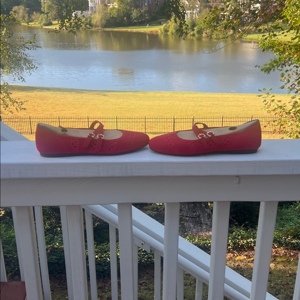 Rothys rouge crochet Double Buckle Mary Jane Women's Flats  size 8 - Picture 3 of 6
